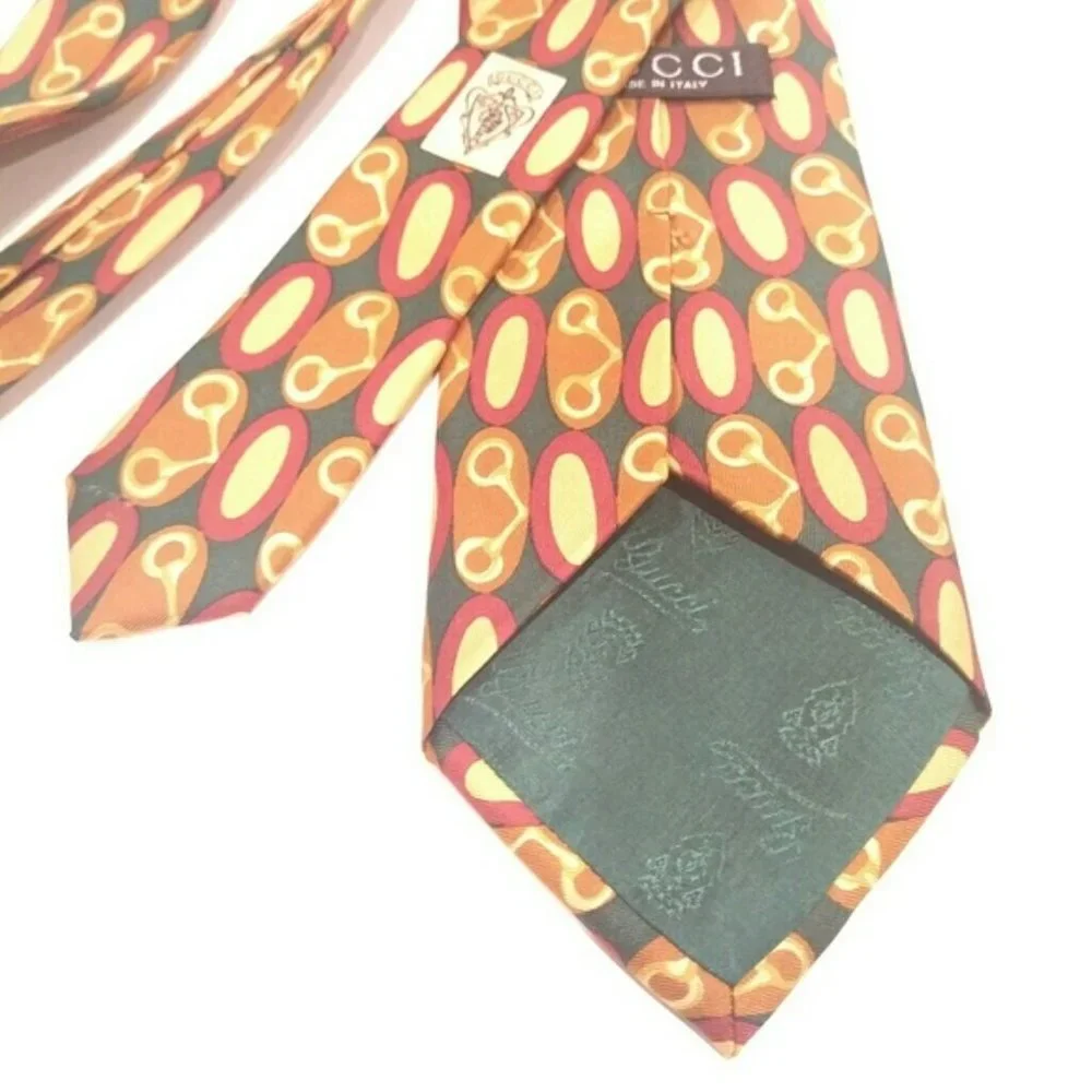 Gucci Mens Tie Horsebit 100% silk Neckwear Necktie